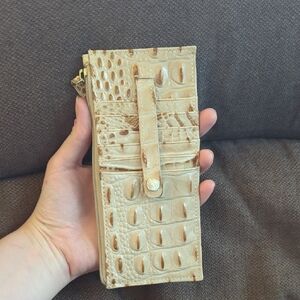 Brahmin Contor Melbourne Collection Slim Credit Card Wallet Tan Gold